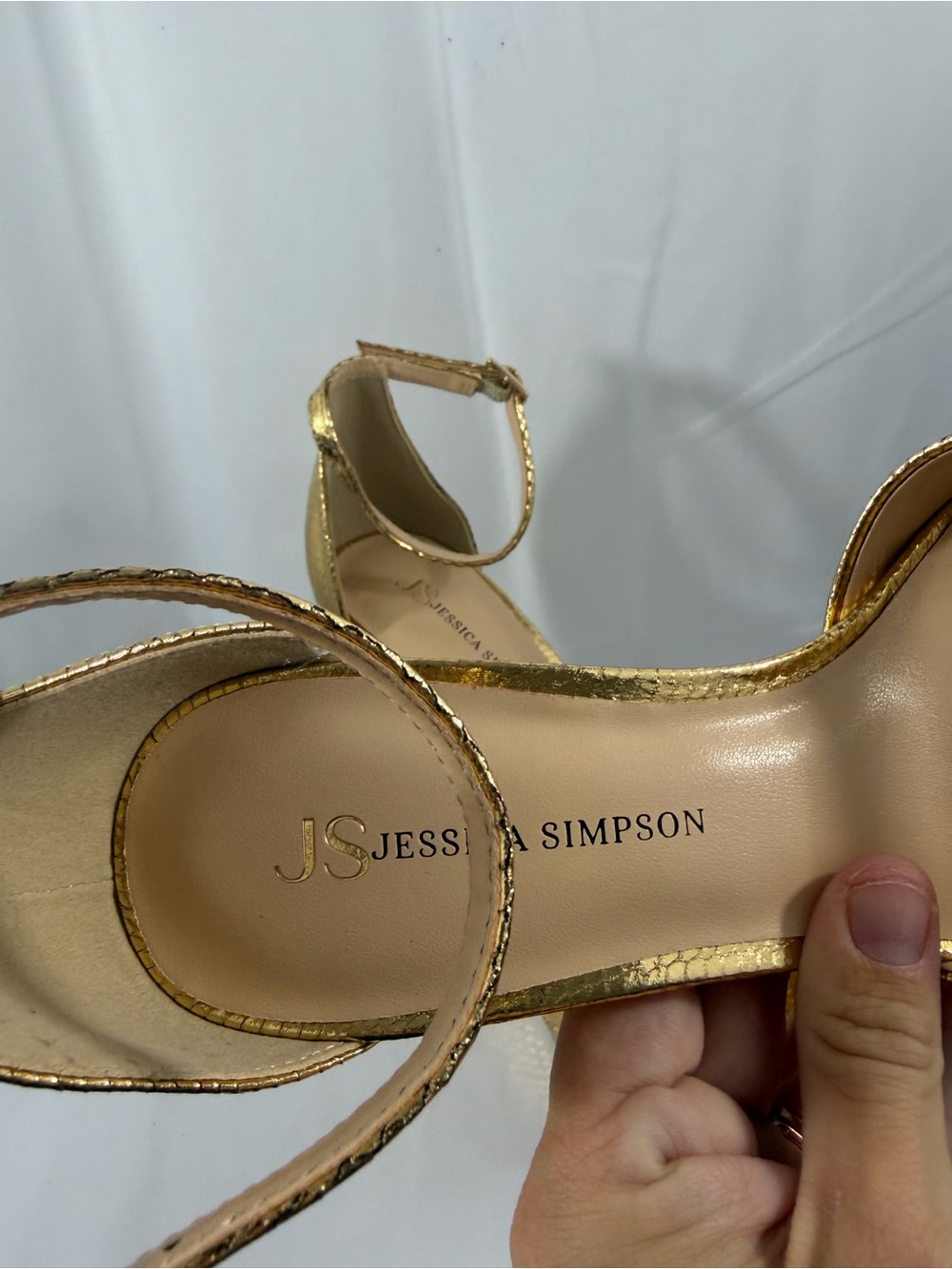 NWT Jessica Simpson Women’s Size 7.5 Gold Platform Ankle-Strap Heels - Picture 2 of 8